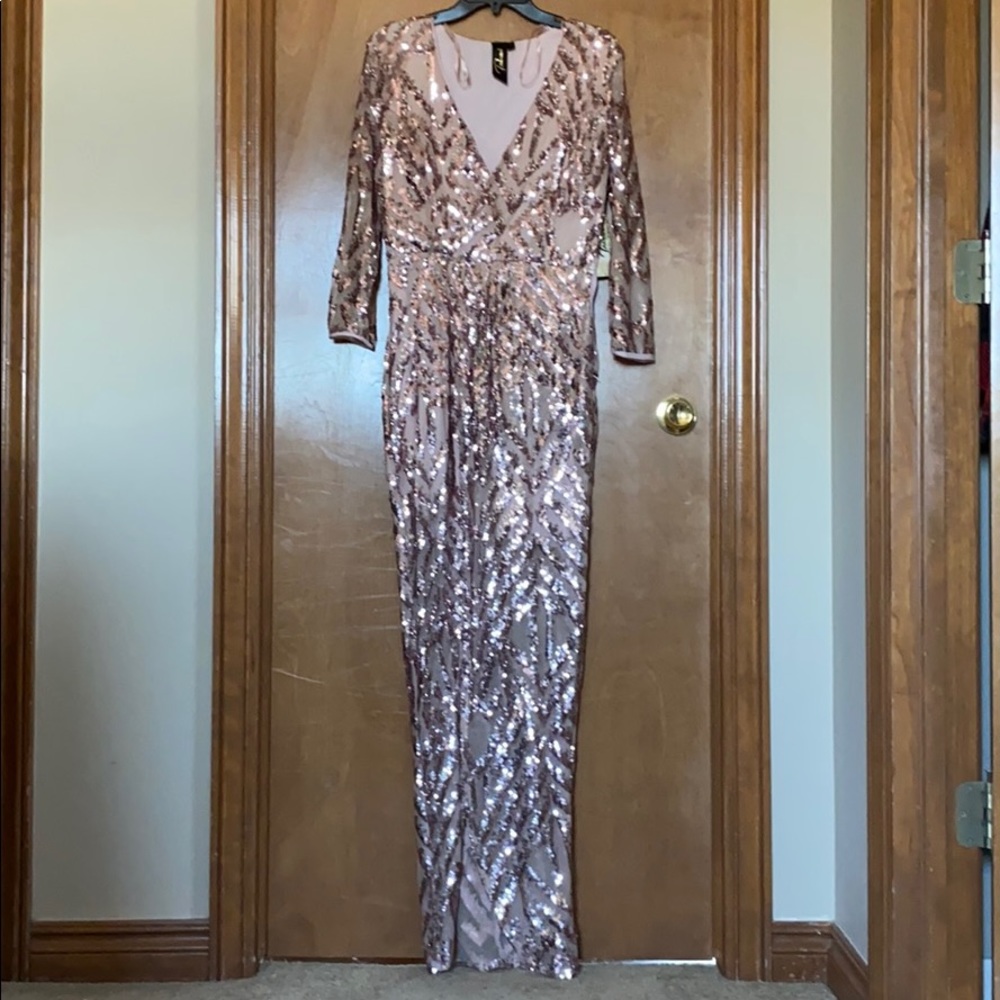 Nude Sequin Gown